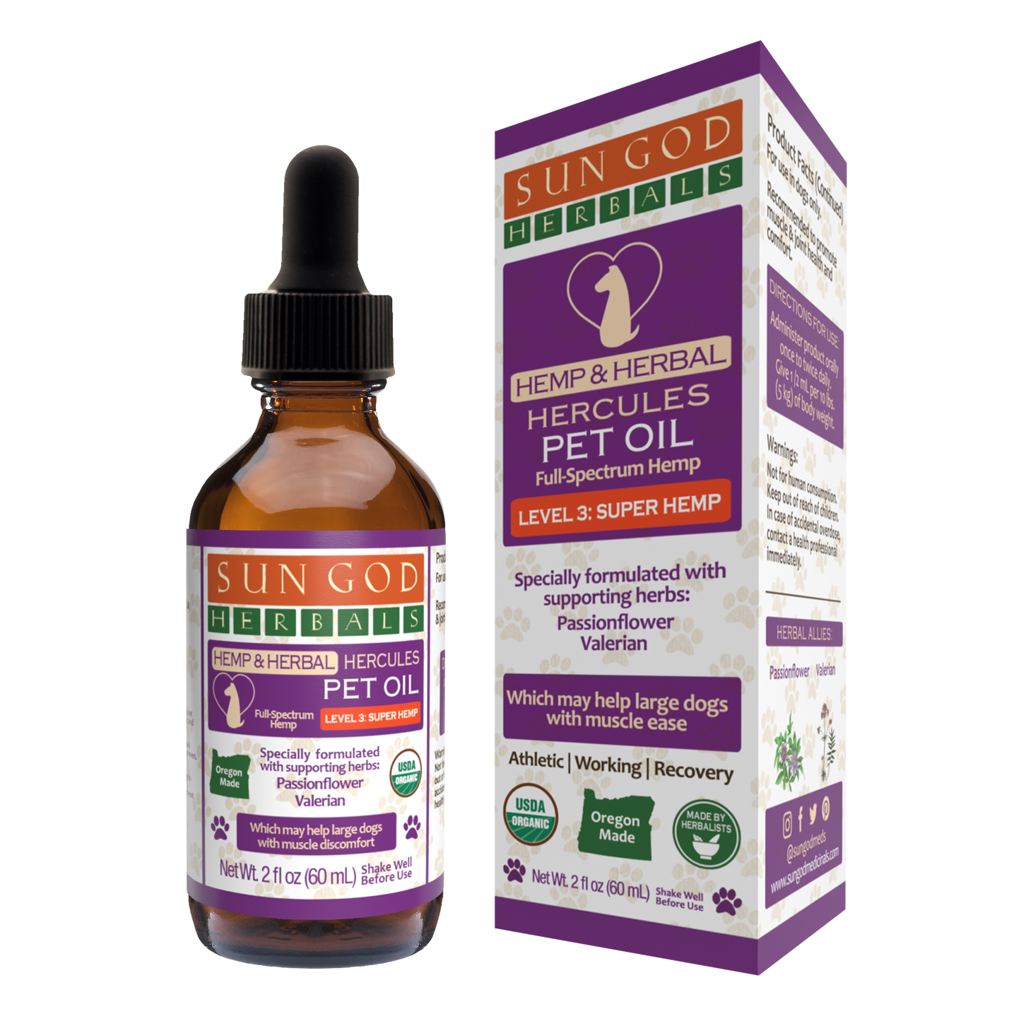 Organic Hercules Hemp Pet Oil – Herbal Support for Muscles - SALE