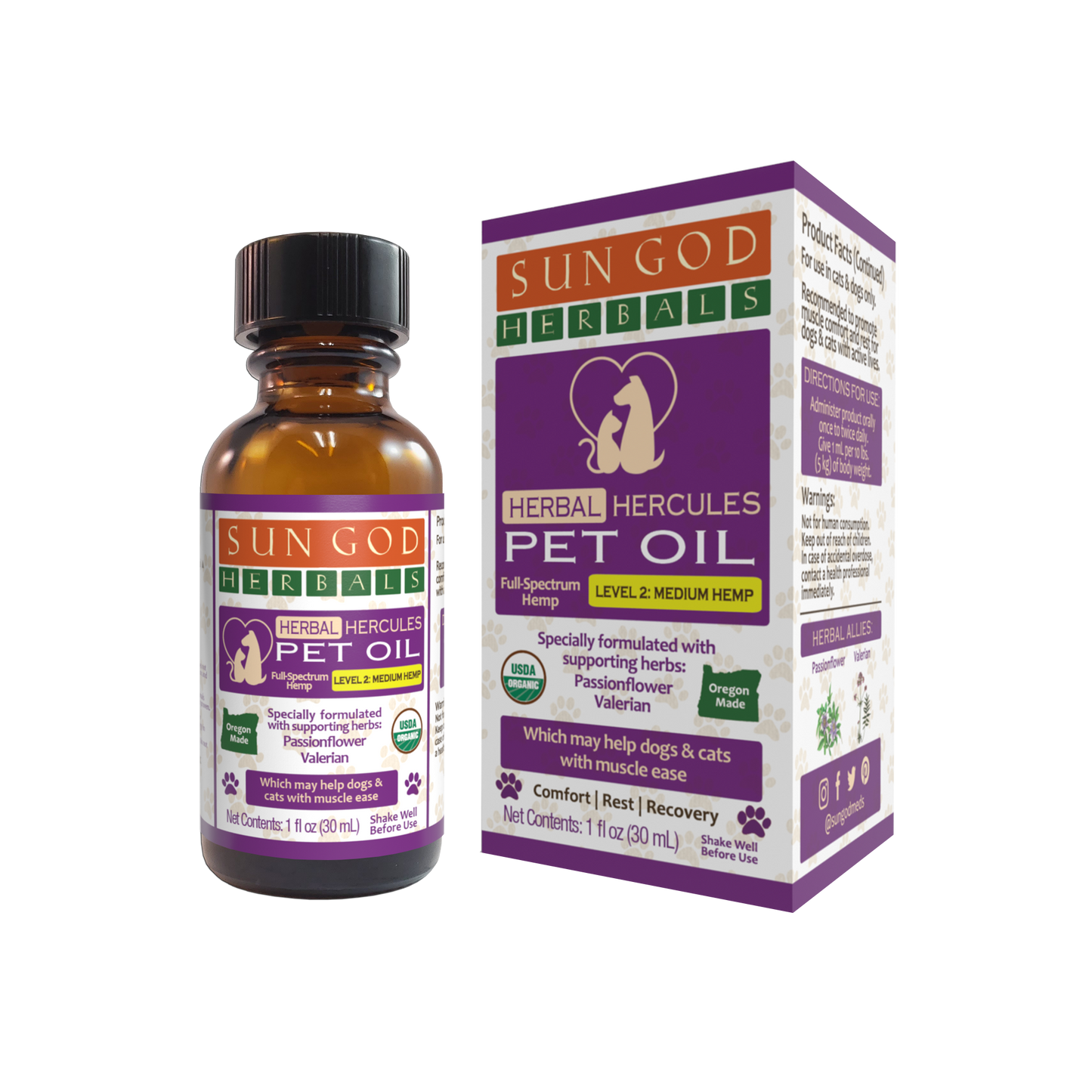 Organic Hercules Hemp Pet Oil – Herbal Support for Muscles - SALE